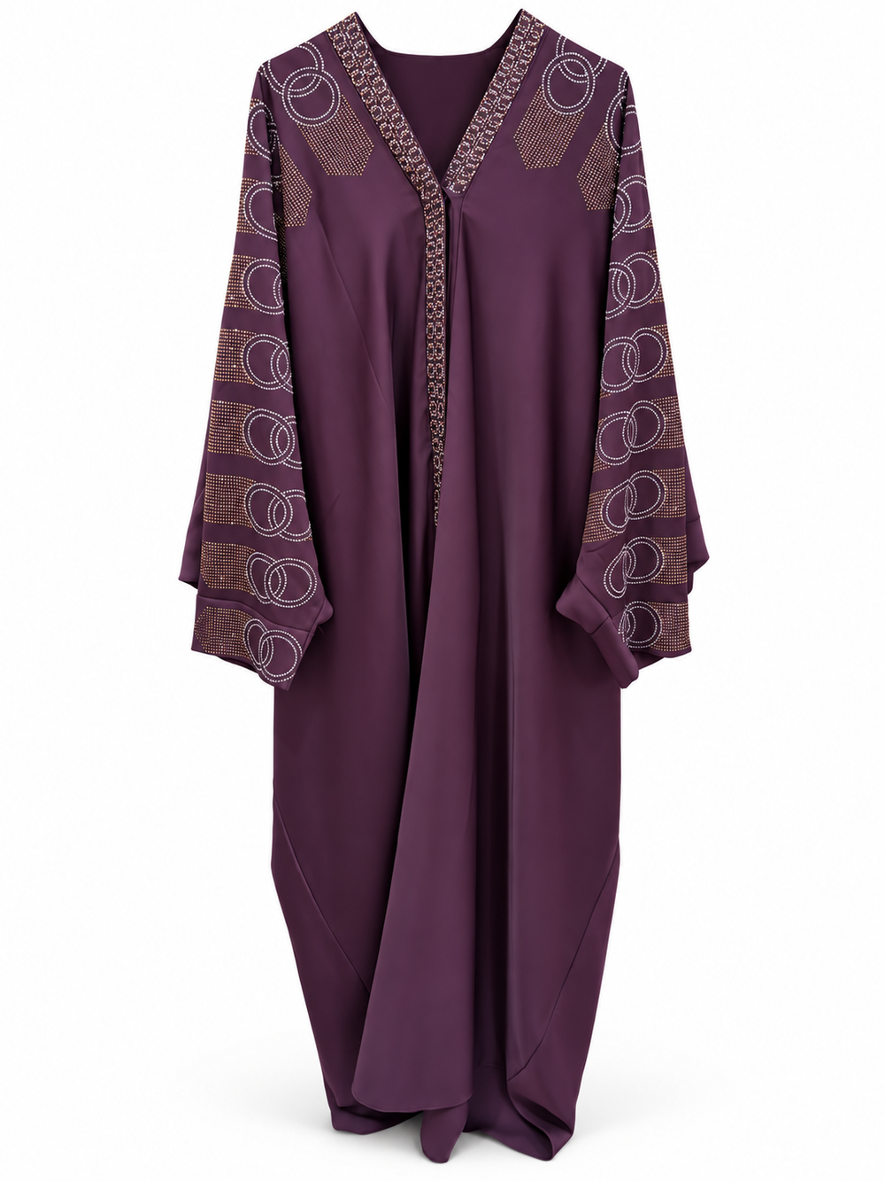 Plum Geometric Circle Abaya | عباية برقوقية بزخارف هندسية