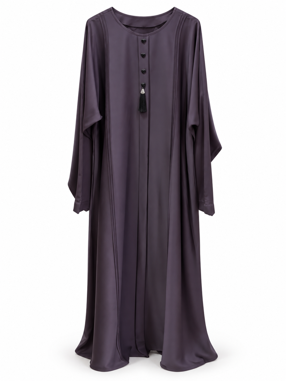 Purple Round Neck Tassel Abaya | عباية بنفسجية بياقة دائرية وشرابة