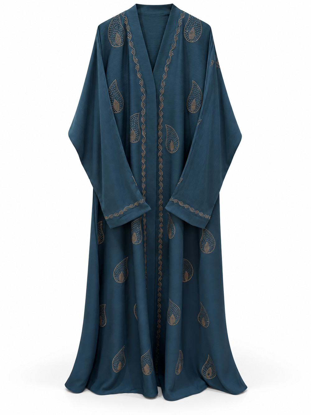 Teal Paisley Abaya | عباية بترولية بزخارف بيزلي