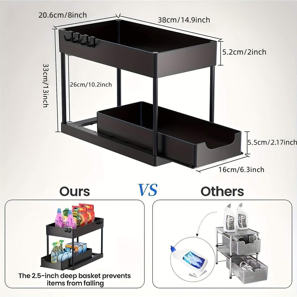 2-Tier Pull-Out Under-Sink Organizer with Sliding Drawers - product image 4