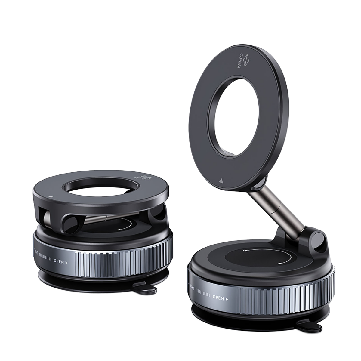 Magnetic car phone holder with vacuum suction base