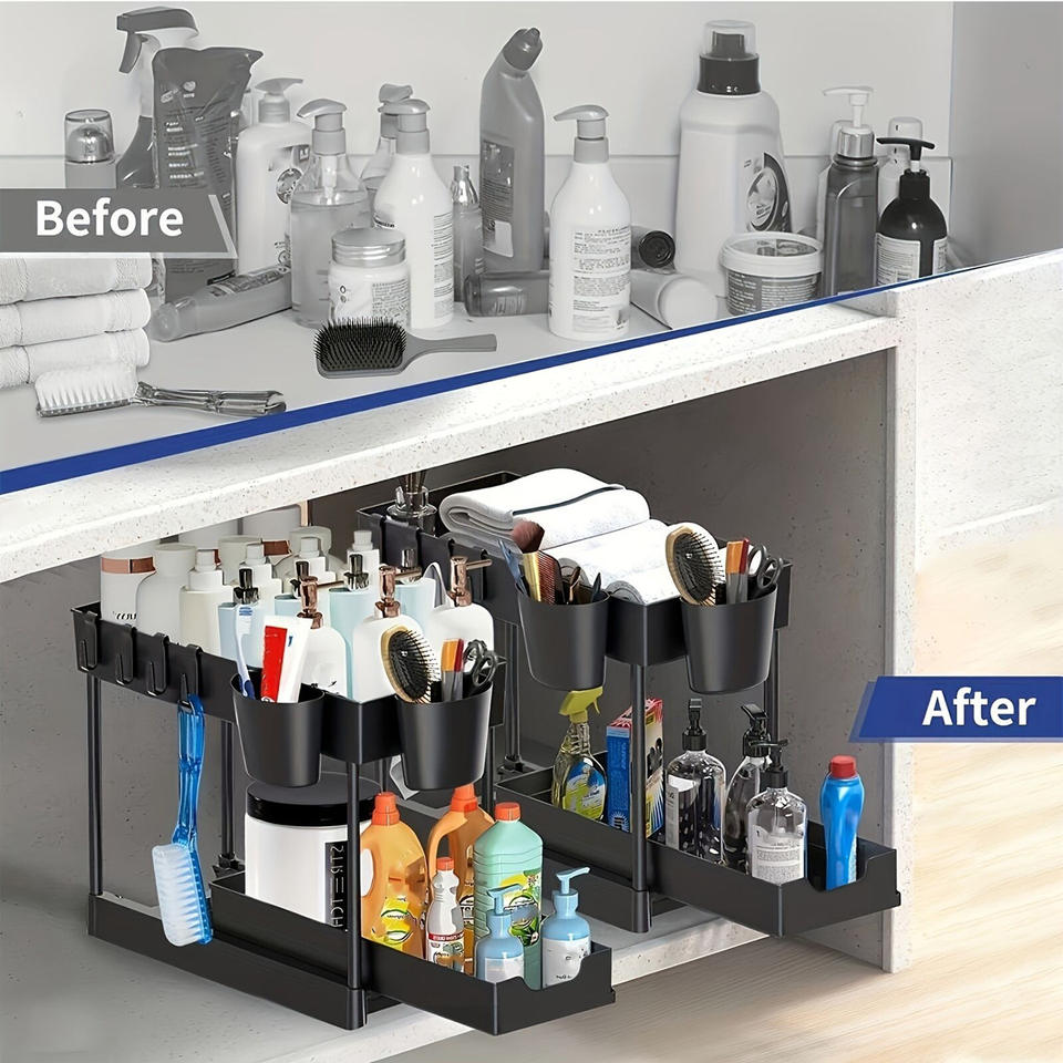 2-Tier Pull-Out Under-Sink Organizer with Sliding Drawers - product image 3