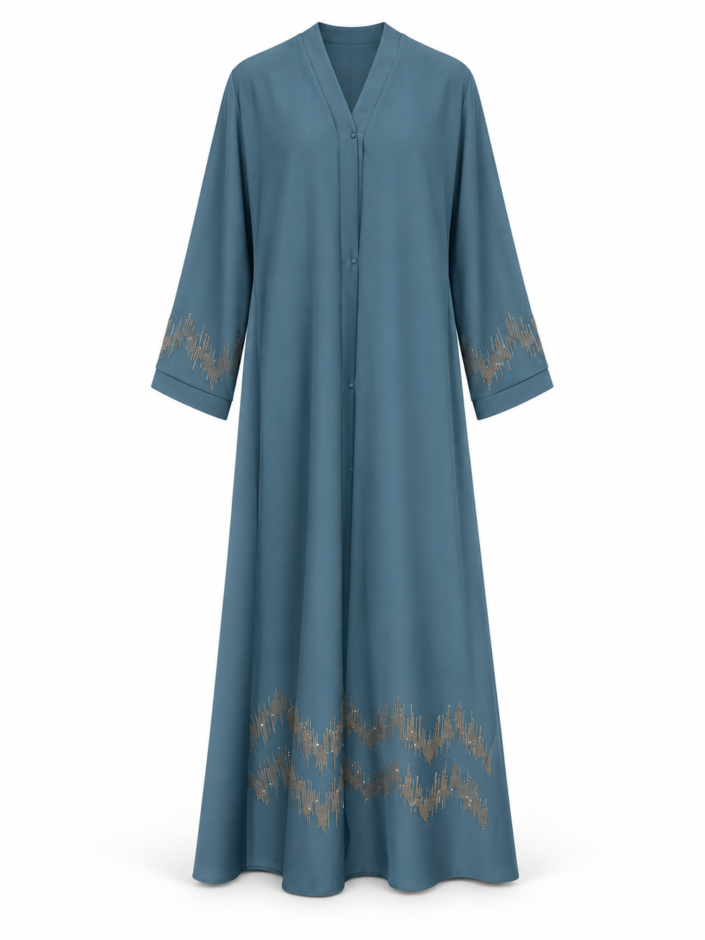 Dusty Blue Zigzag Hem Abaya | عباية زرقاء هادئة بحافة متعرجة