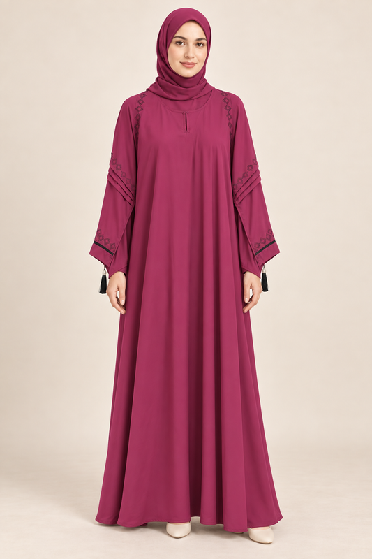 Magenta Diamond Sleeve Abaya - AI styled model