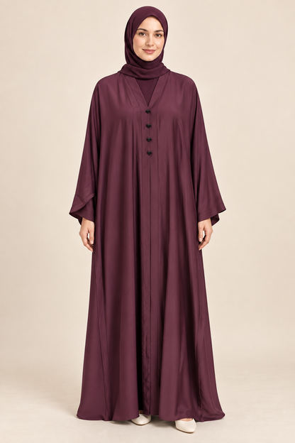Maroon Button Detail Abaya - AI styled model