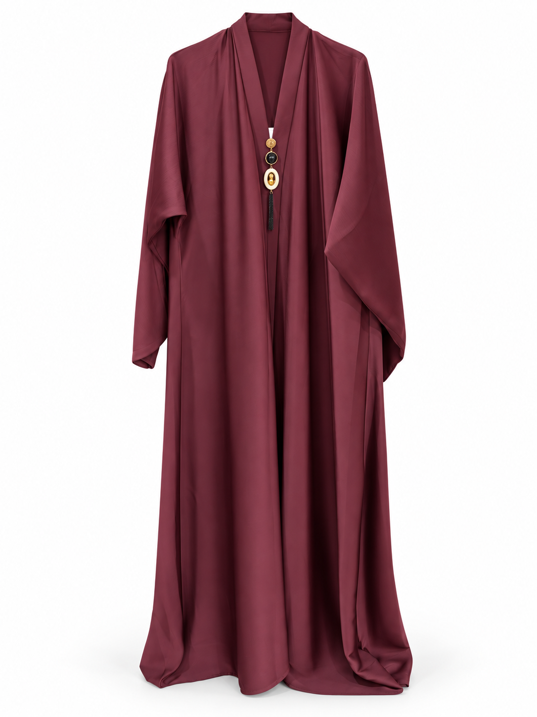 Maroon Pendant Detail Abaya - edited white background studio view