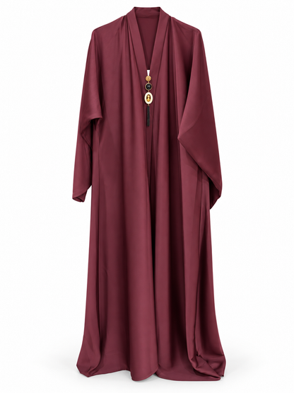 Maroon Pendant Detail Abaya - edited white background studio view