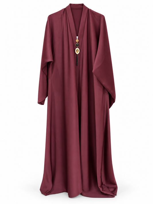 Maroon Pendant Detail Abaya - edited white background studio view