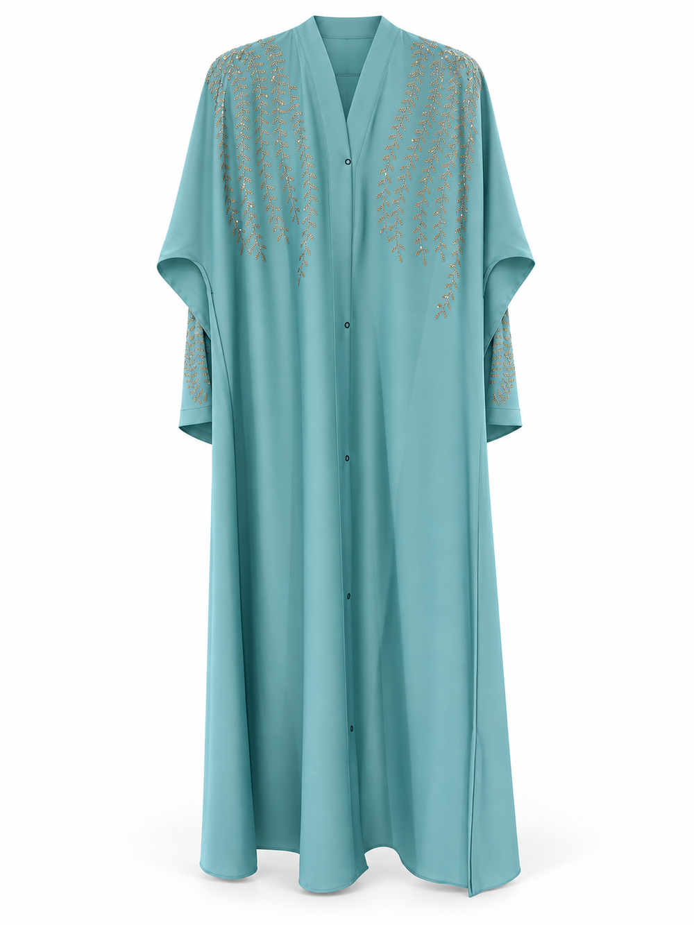 Mint Leaf Detail Abaya | عباية نعناعية بزخارف أوراق