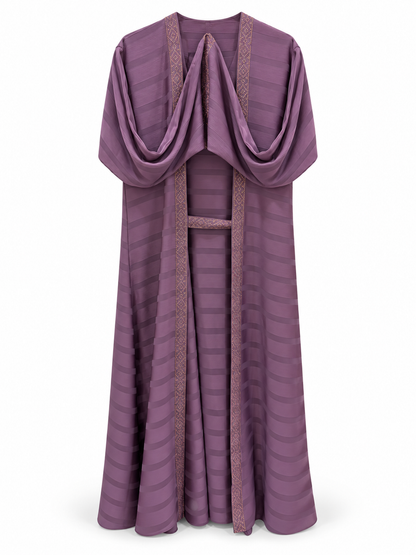 Purple Diamond Border Layered Abaya - edited white background studio view