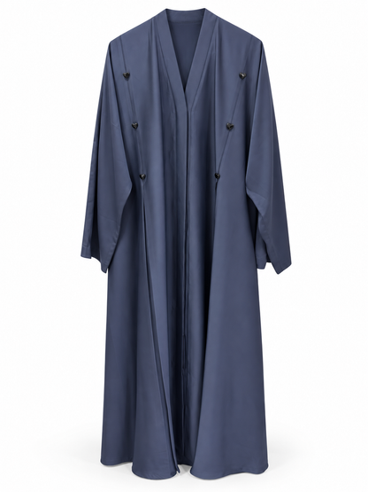 Slate Double Button Detail Abaya - edited white background studio view